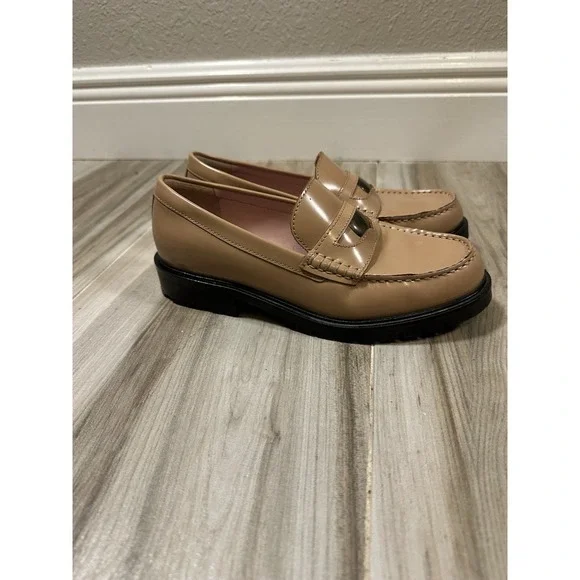 FREE PEOPLE Liv Camel Leather Penny Loafers 6 EUR 36 Heritage Minimalist Preppy - Picture 4 of 16